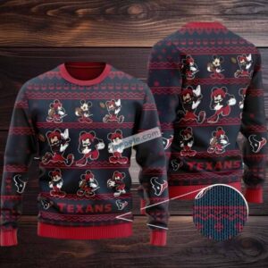 Houston Texans Mickey Mouse Ugly Christmas Sweater Womens Red