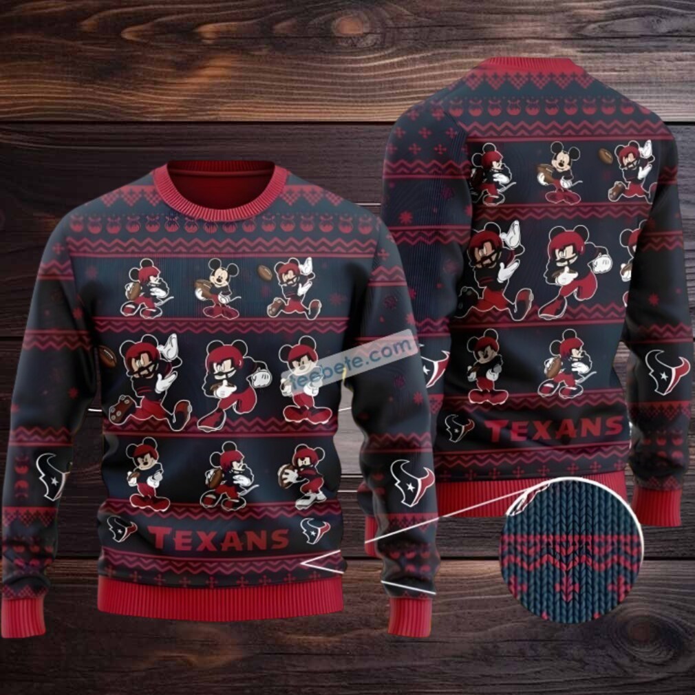 Houston Texans Mickey Mouse Ugly Christmas Sweater Womens Red Houston Texans Mickey Mouse Ugly Christmas Sweater Womens Red