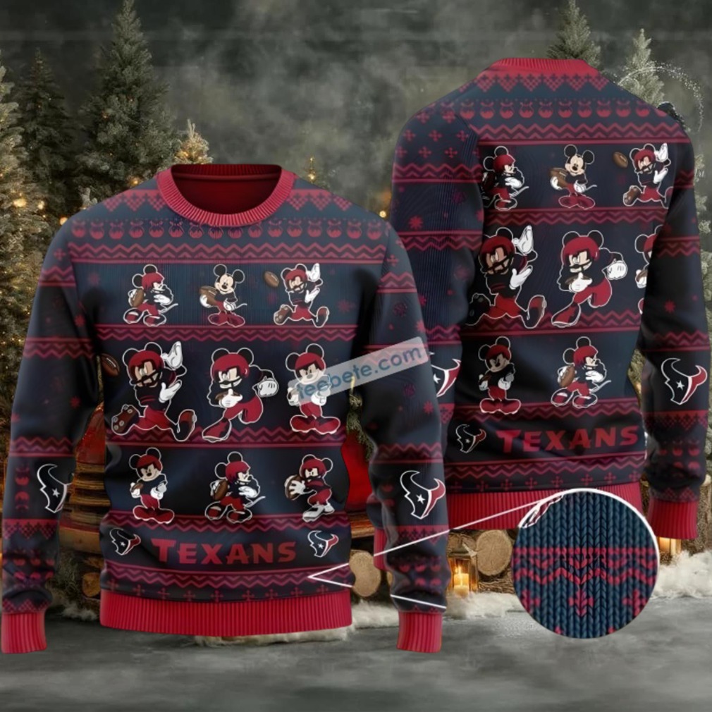 Houston Texans Mickey Mouse Ugly Christmas Sweater Womens Red Houston Texans Mickey Mouse Ugly Christmas Sweater Womens Red
