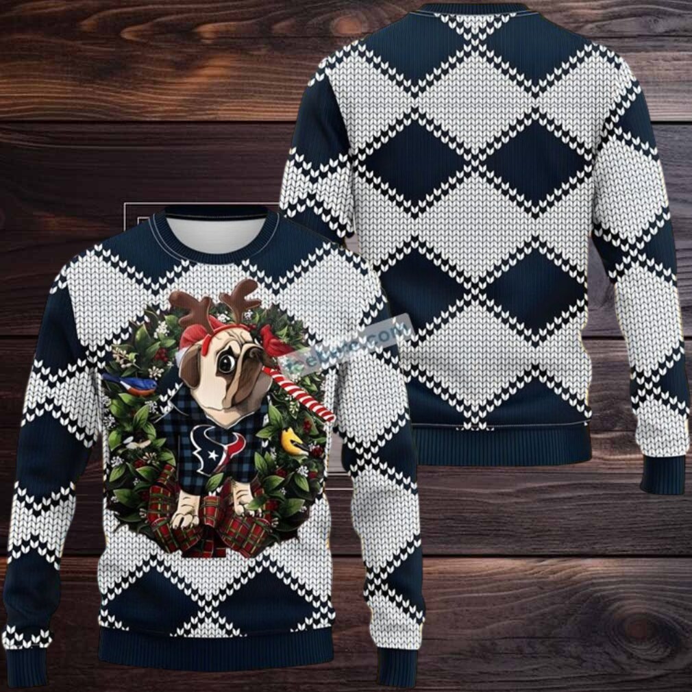 Houston Texans Pub Dog Christmas Wreath Ugly Sweater Party Houston Texans Pub Dog Christmas Wreath Ugly Sweater Party