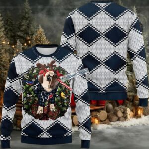Houston Texans Pub Dog Christmas Wreath Ugly Sweater Party