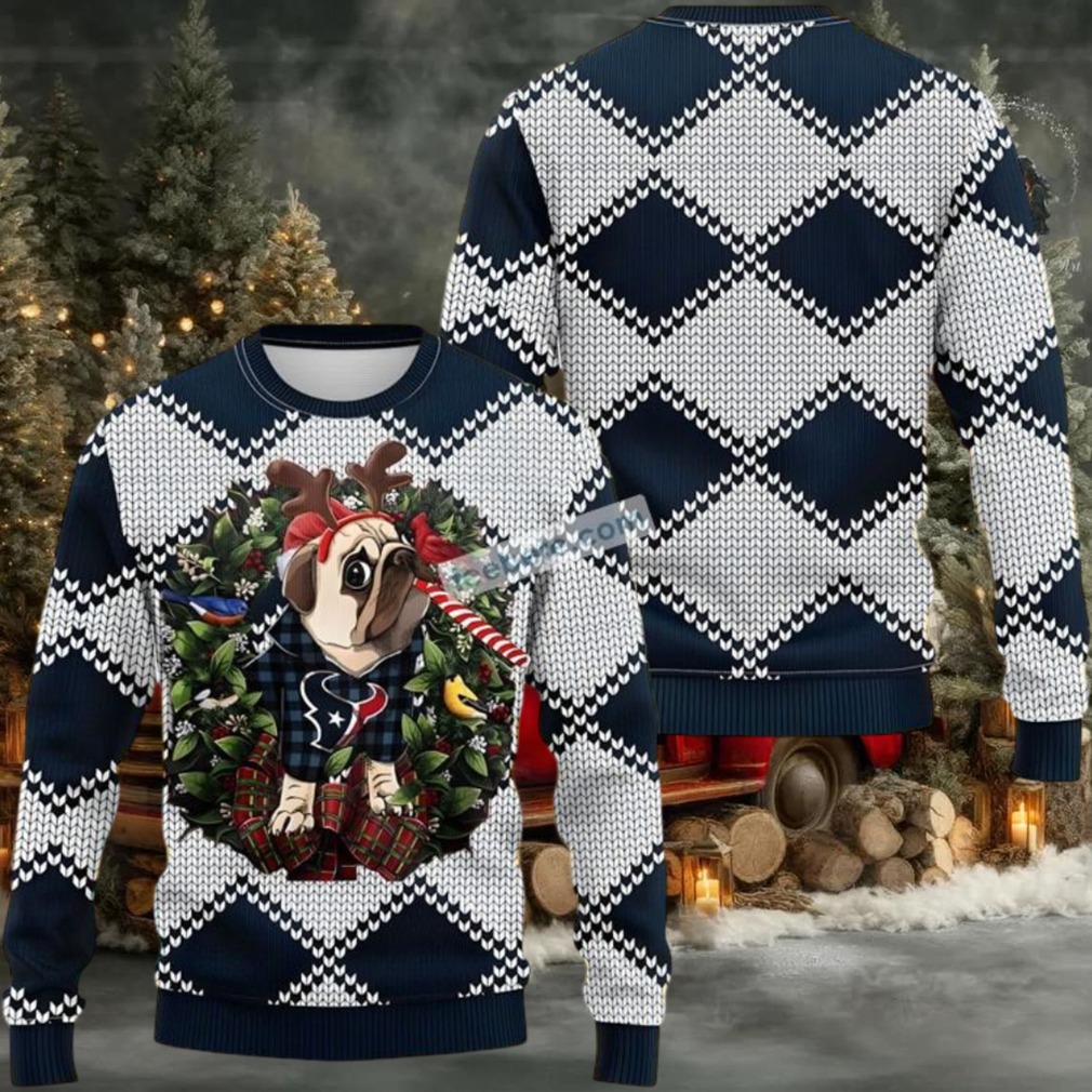 Houston Texans Pub Dog Christmas Wreath Ugly Sweater Party Houston Texans Pub Dog Christmas Wreath Ugly Sweater Party