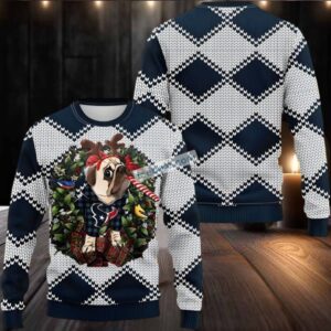 Houston Texans Pub Dog Christmas Wreath Ugly Sweater Party