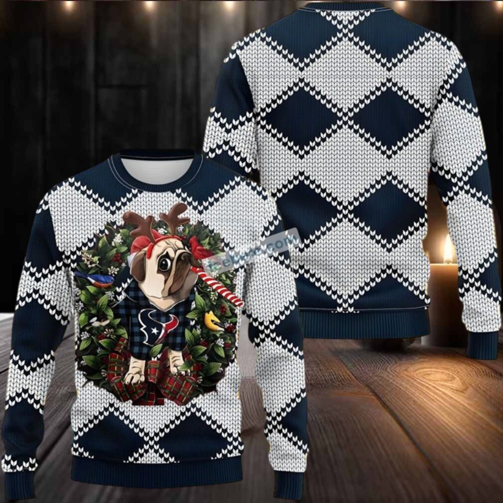 Houston Texans Pub Dog Christmas Wreath Ugly Sweater Party Houston Texans Pub Dog Christmas Wreath Ugly Sweater Party