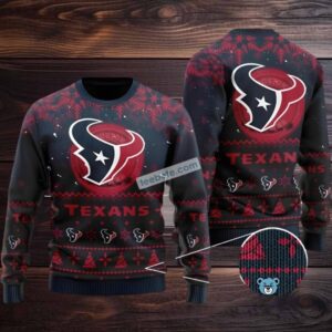 Houston Texans Santa Claus In The Moon Ugly Christmas Sweater Best Red