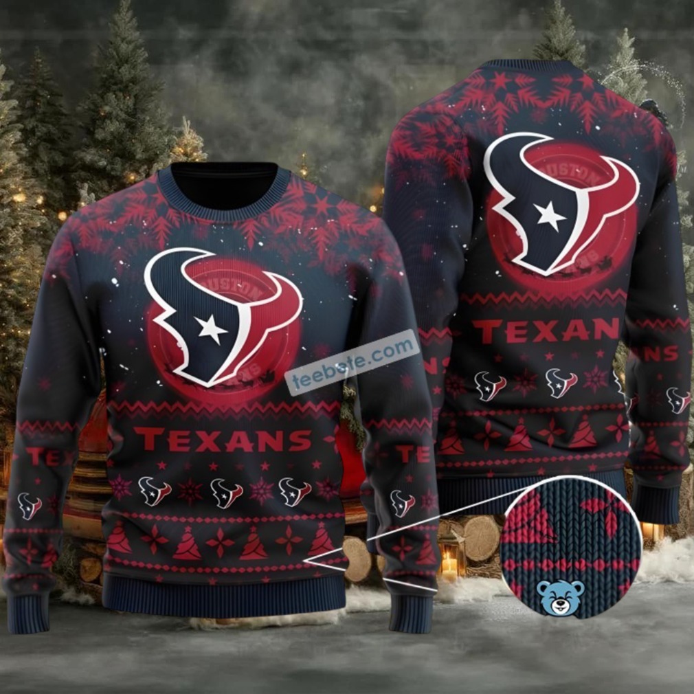 Houston Texans Santa Claus In The Moon Ugly Christmas Sweater Best Red Houston Texans Santa Claus In The Moon Ugly Christmas Sweater Best Red