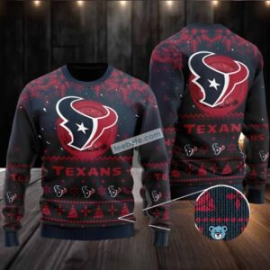 Houston Texans Santa Claus In The Moon Ugly Christmas Sweater Best Red