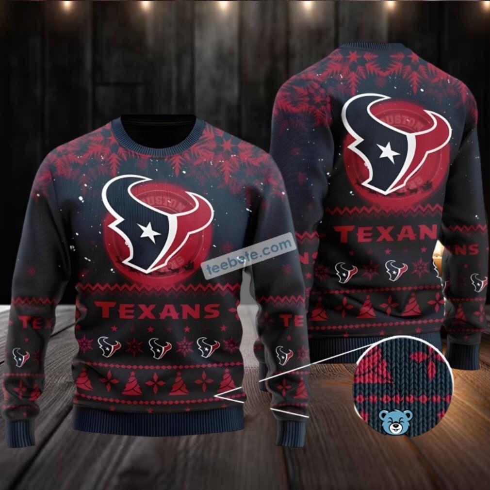 Houston Texans Santa Claus In The Moon Ugly Christmas Sweater Best Red Houston Texans Santa Claus In The Moon Ugly Christmas Sweater Best Red