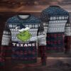 Houston Texans Santa Golden Skull Ugly Christmas Sweater Red