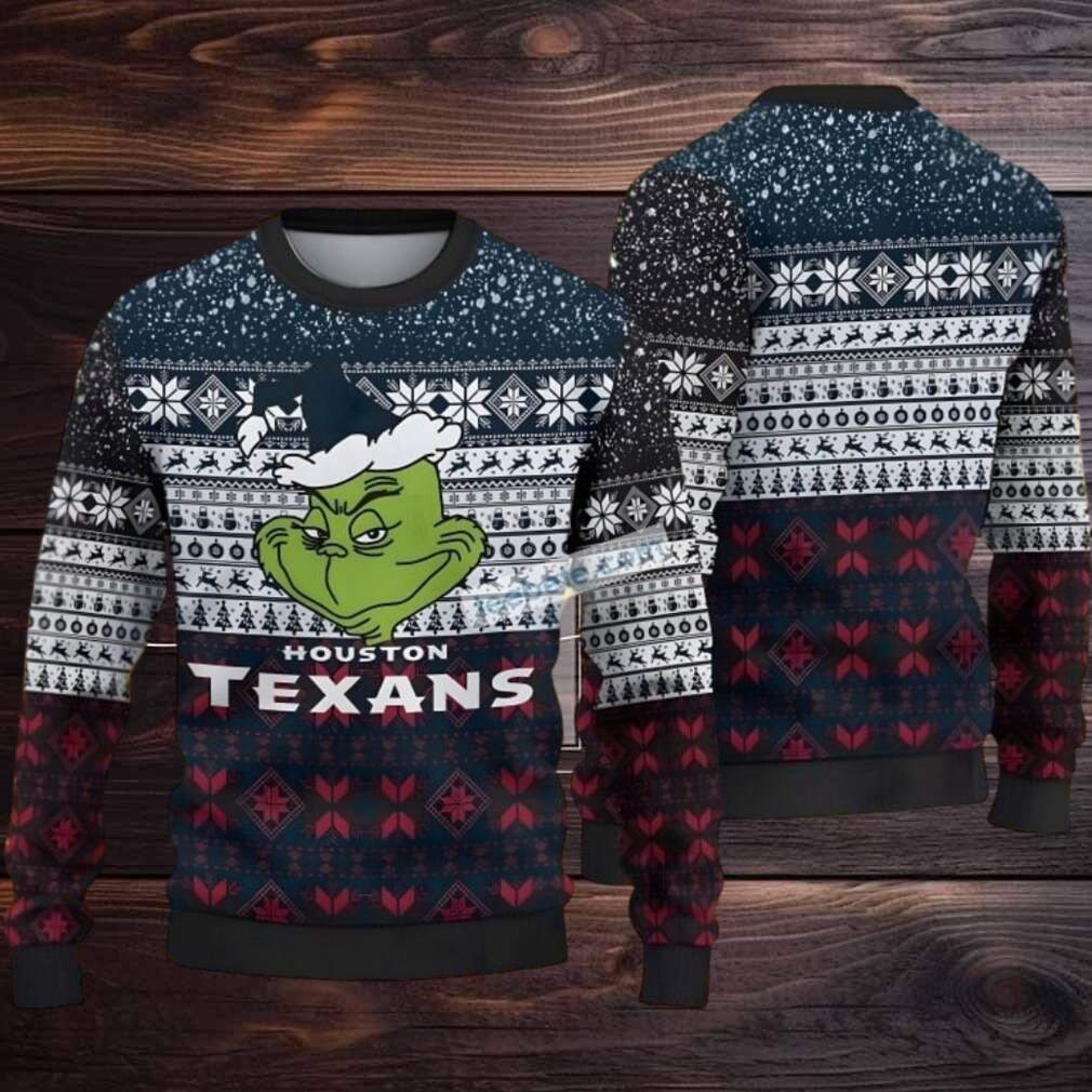 Houston Texans Santa Grinch Ugly Christmas Sweater Black Red Houston Texans Santa Grinch Ugly Christmas Sweater Black Red