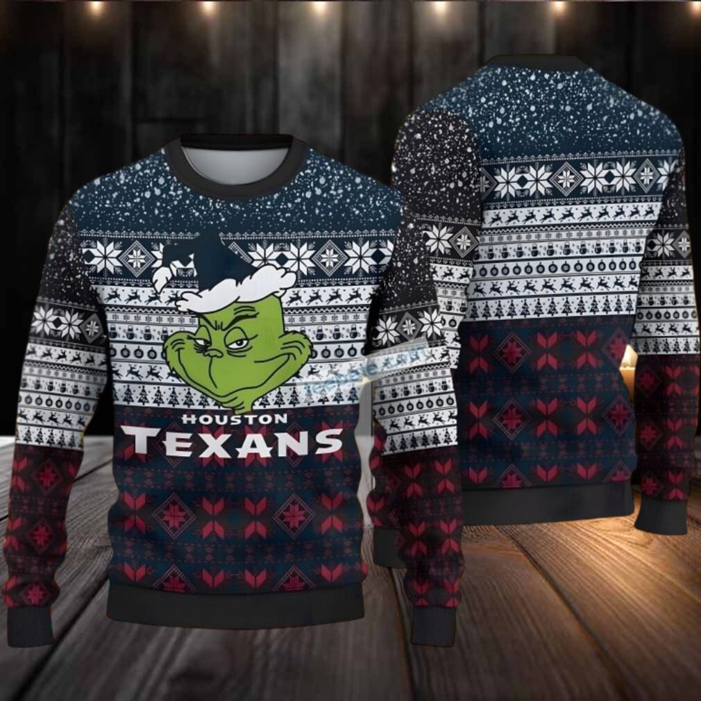 Houston Texans Santa Grinch Ugly Christmas Sweater Black Red Houston Texans Santa Grinch Ugly Christmas Sweater Black Red
