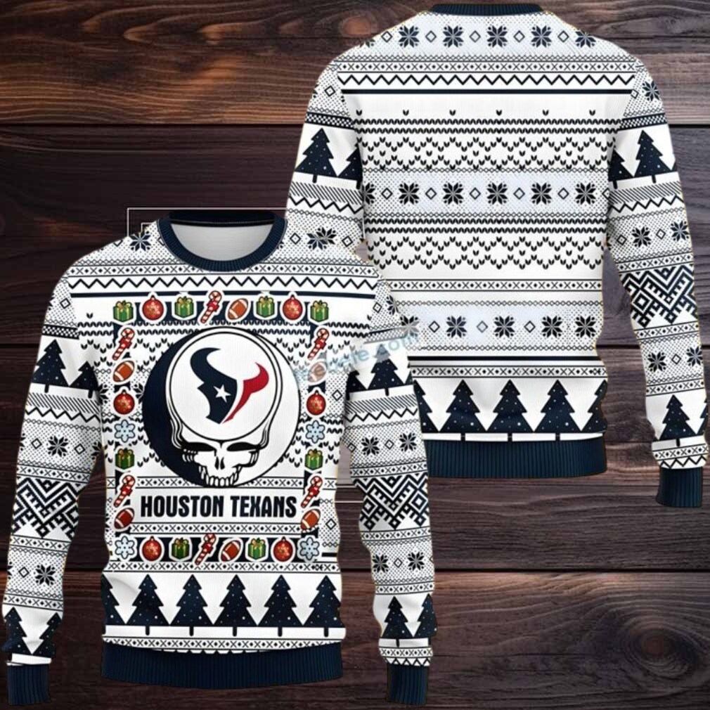 Houston Texans Skull Ugly Christmas Sweater Naughty White Houston Texans Skull Ugly Christmas Sweater Naughty White