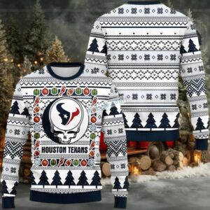 Houston Texans Skull Ugly Christmas Sweater Naughty White