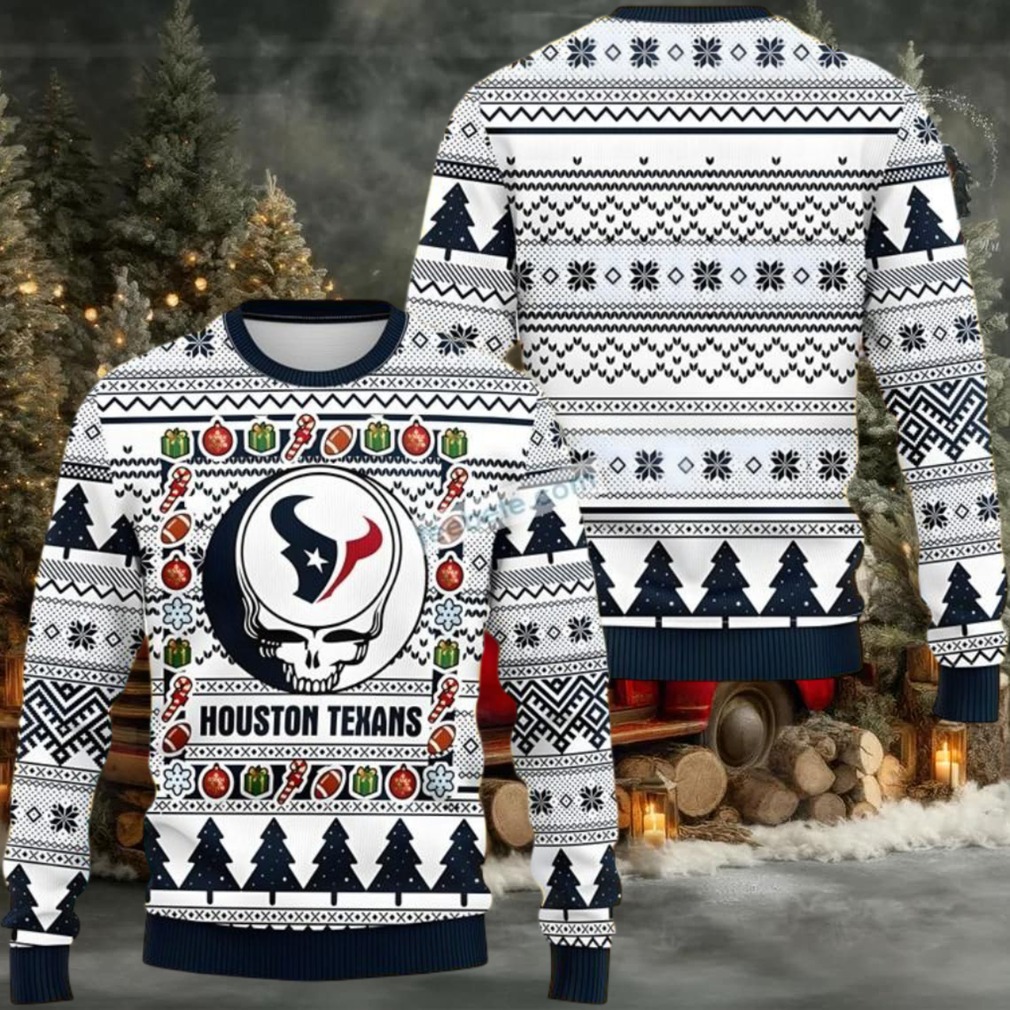 Houston Texans Skull Ugly Christmas Sweater Naughty White Houston Texans Skull Ugly Christmas Sweater Naughty White