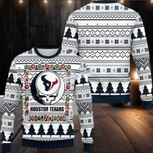 Houston Texans Skull Ugly Christmas Sweater Naughty White