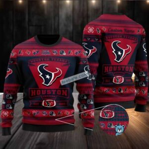 Houston Texans Ugly Christmas Sweater Mens Red