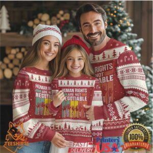 Human Rights Ugly Christmas Sweater Are Not Negotiable Retro Equality Statement