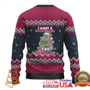 I Want A Hippopotamus Christmas Design Ugly Christmas Sweater Xmas Holiday Patterns