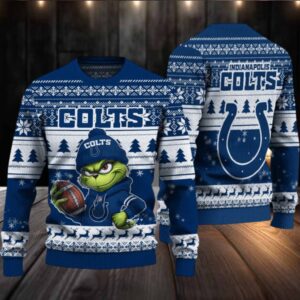 Indianapolis Colts Grinch With Ball Ugly Christmas Sweaters