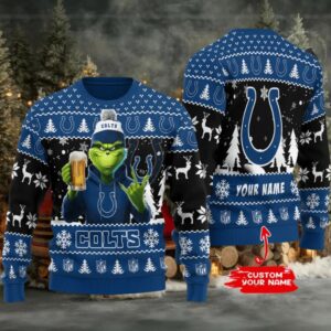Indianapolis Colts Grinch With Beer Ugly Christmas Sweater