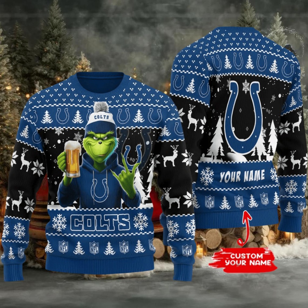 Indianapolis Colts Grinch With Beer Ugly Christmas Sweater Indianapolis Colts Grinch With Beer Ugly Christmas Sweater