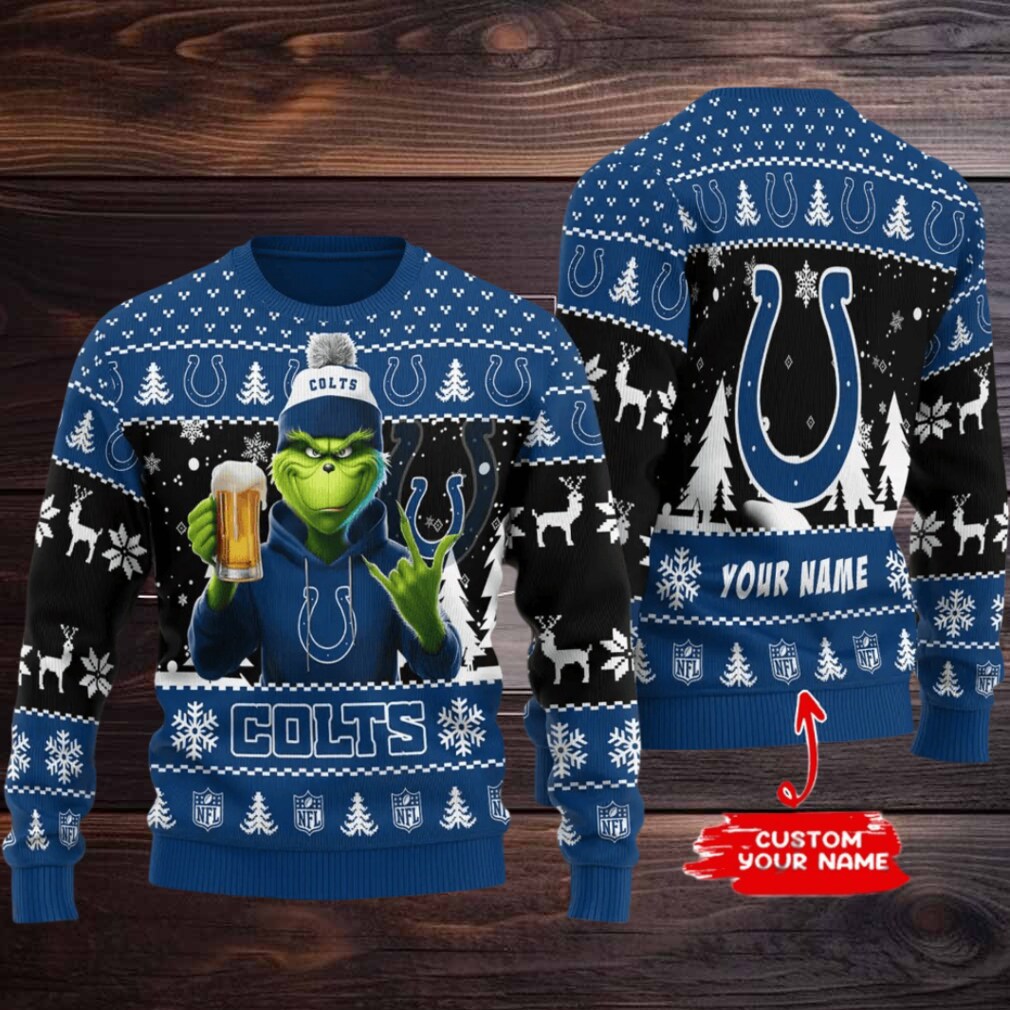 Indianapolis Colts Grinch With Beer Ugly Christmas Sweater Indianapolis Colts Grinch With Beer Ugly Christmas Sweater