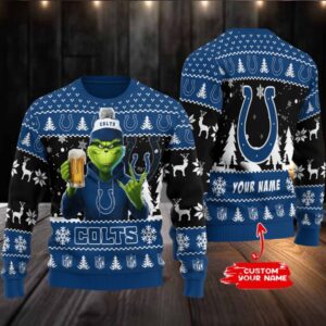 Indianapolis Colts Grinch With Beer Ugly Christmas Sweater