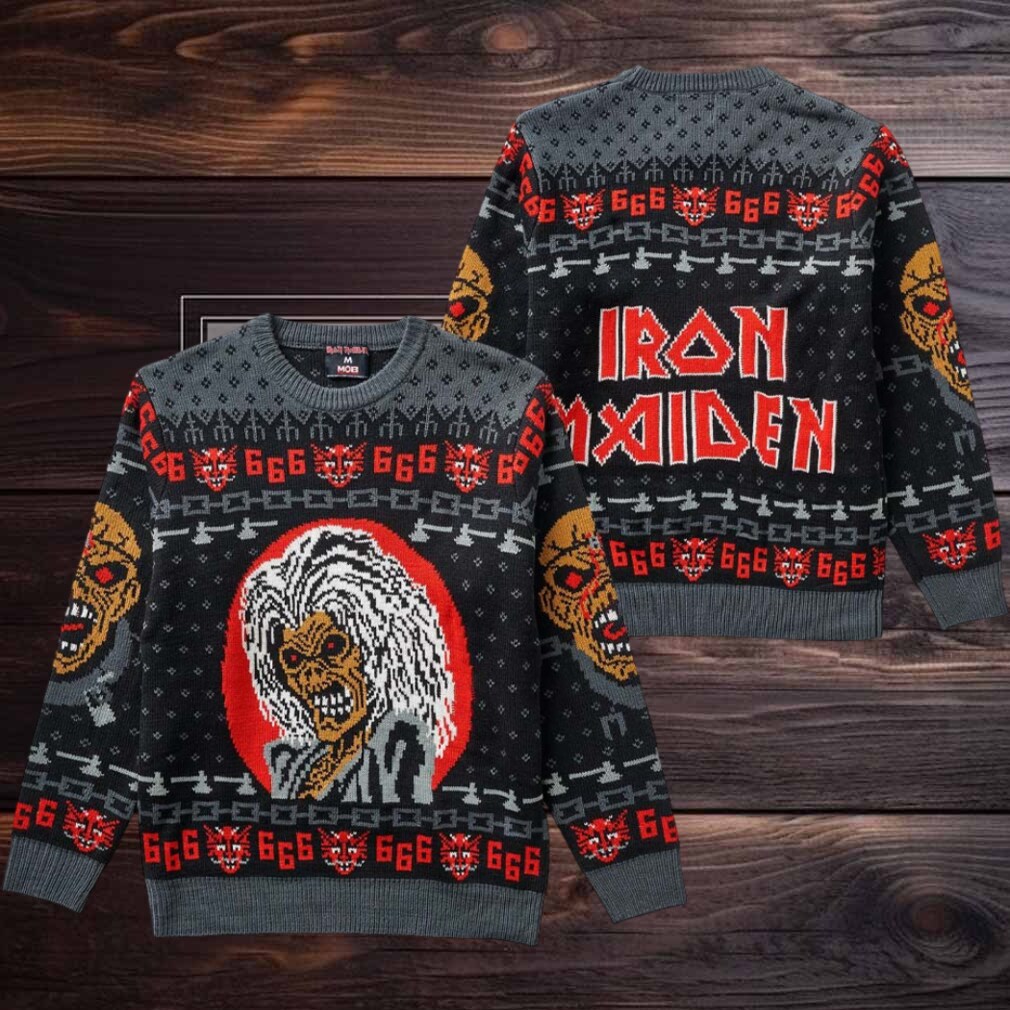 Iron Maiden Eddie The Killers Album 666 Ugly Christmas Sweater Iron Maiden Eddie The Killers Album 666 Ugly Christmas Sweater