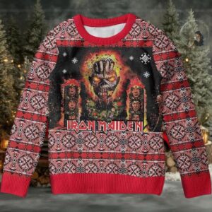 Iron Maiden Mayan Eddie The Book Of Souls Vintage Style Knitted Ugly Christmas Sweater