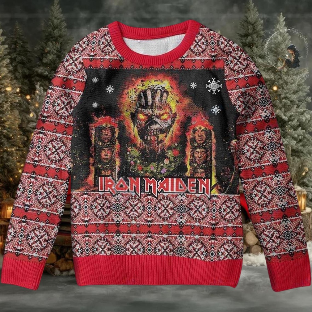 Iron Maiden Mayan Eddie The Book Of Souls Vintage Style Knitted Ugly Christmas Sweater Iron Maiden Mayan Eddie The Book Of Souls Vintage Style Knitted Ugly Christmas Sweater