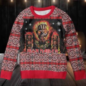 Iron Maiden Mayan Eddie The Book Of Souls Vintage Style Knitted Ugly Christmas Sweater