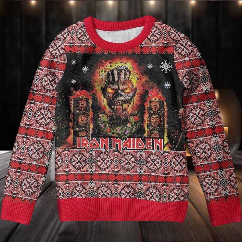 Iron Maiden Mayan Eddie The Book Of Souls Vintage Style Knitted Ugly Christmas Sweater Iron Maiden Mayan Eddie The Book Of Souls Vintage Style Knitted Ugly Christmas Sweater