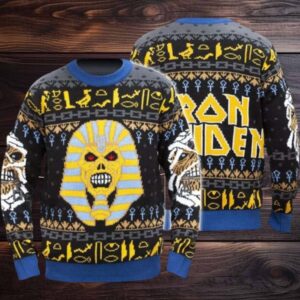 Iron Maiden Pharaoh Eddie And The Mummy Powerslave Album Ugly Christmas Sweater