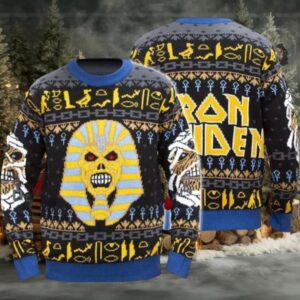 Iron Maiden Pharaoh Eddie And The Mummy Powerslave Album Ugly Christmas Sweater