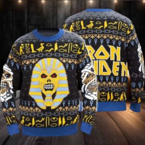 Iron Maiden Pharaoh Eddie And The Mummy Powerslave Album Ugly Christmas Sweater
