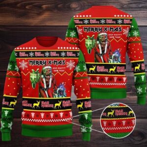 Iron Maiden Santa Eddie Merry Xmas And Happy New Year 2025 Holiday Gift Knitted Ugly Christmas Sweater