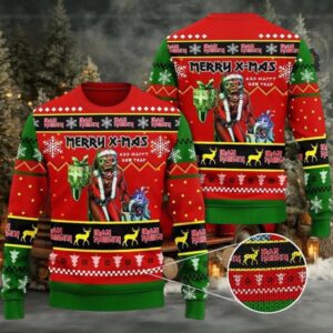 Iron Maiden Santa Eddie Merry Xmas And Happy New Year 2025 Holiday Gift Knitted Ugly Christmas Sweater