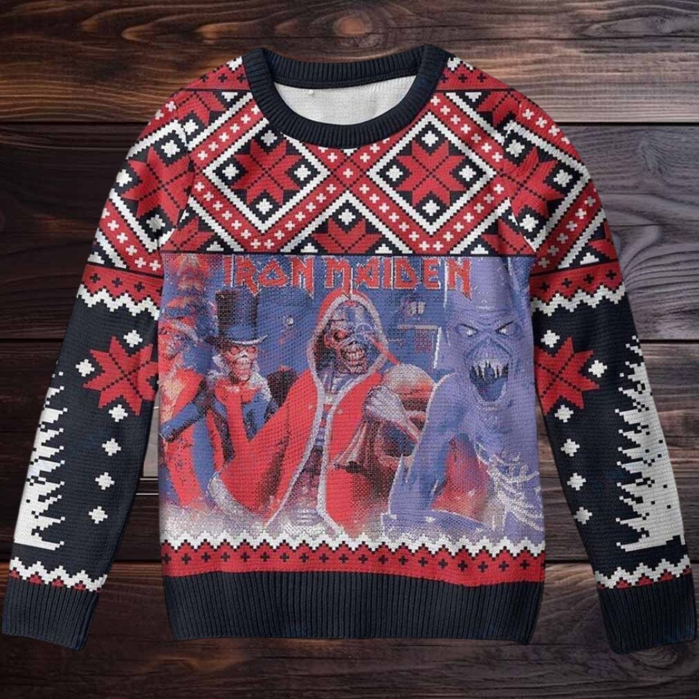 Iron Maiden Santa Eddie Variants Albums Style Retro Knitted Ugly Christmas Sweater Iron Maiden Santa Eddie Variants Albums Style Retro Knitted Ugly Christmas Sweater