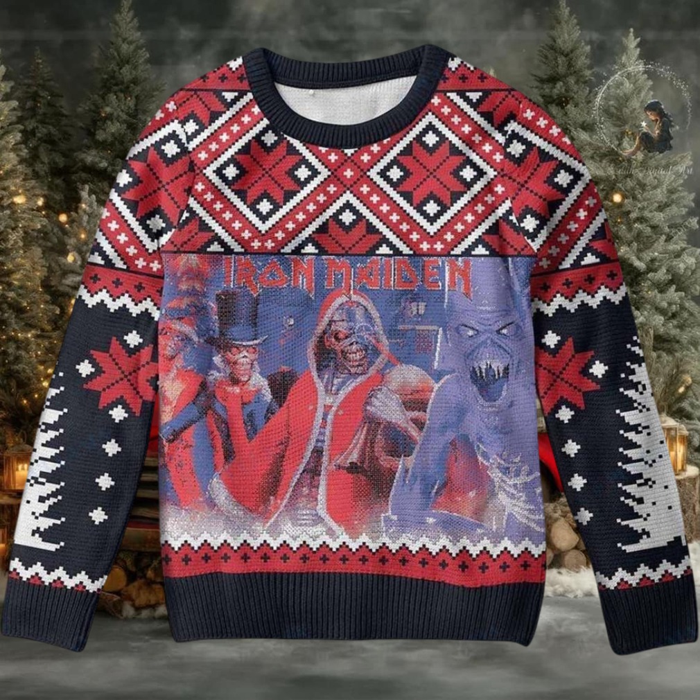 Iron Maiden Santa Eddie Variants Albums Style Retro Knitted Ugly Christmas Sweater Iron Maiden Santa Eddie Variants Albums Style Retro Knitted Ugly Christmas Sweater