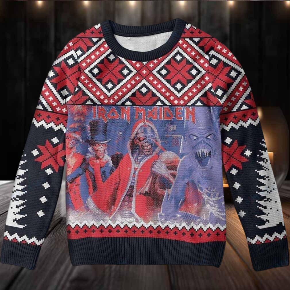 Iron Maiden Santa Eddie Variants Albums Style Retro Knitted Ugly Christmas Sweater Iron Maiden Santa Eddie Variants Albums Style Retro Knitted Ugly Christmas Sweater