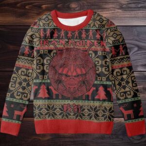 Iron Maiden Senjutsu Samurai Eddie Holiday Gift For Fans 2025 Ugly Christmas Sweater