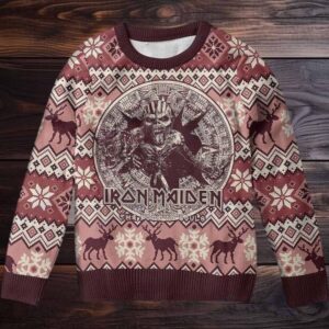 Iron Maiden The Book Of Souls Mayan Eddie Reindeer Snowflakes Pattern Xmas Gift For Fans Ugly Christmas Sweater