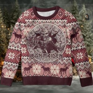 Iron Maiden The Book Of Souls Mayan Eddie Reindeer Snowflakes Pattern Xmas Gift For Fans Ugly Christmas Sweater