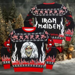 Iron Maiden The Number Of The Beast Eddie And Devil Ugly Christmas Sweater