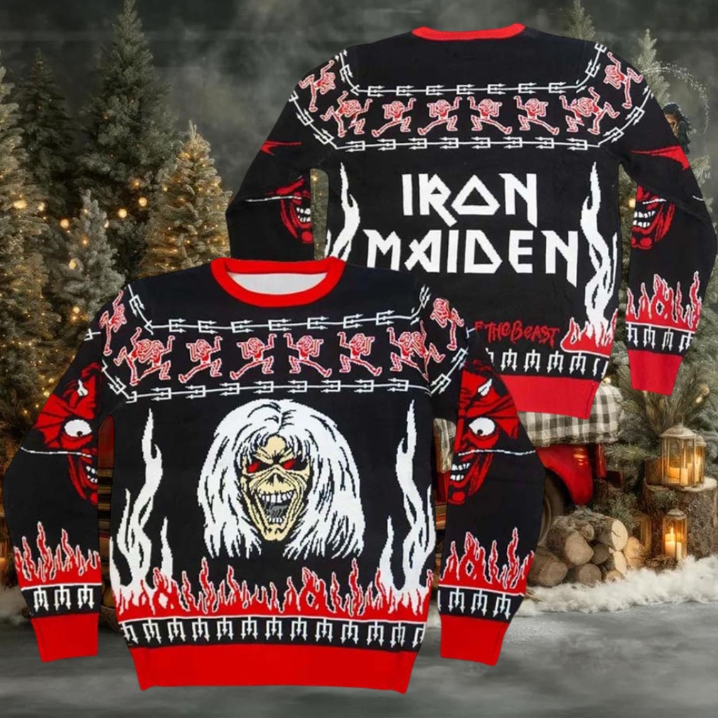 Iron Maiden The Number Of The Beast Eddie And Devil Ugly Christmas Sweater Iron Maiden The Number Of The Beast Eddie And Devil Ugly Christmas Sweater
