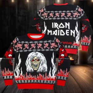 Iron Maiden The Number Of The Beast Eddie And Devil Ugly Christmas Sweater