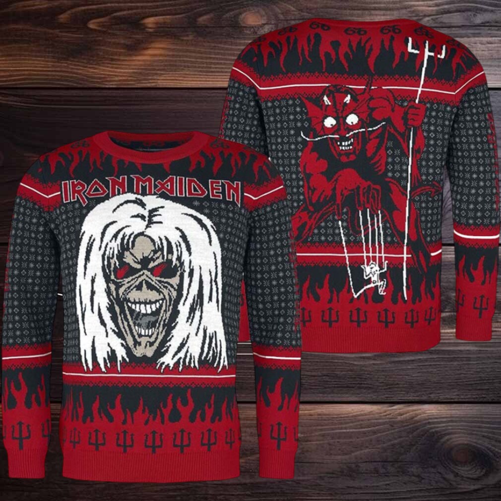 Iron Maiden The Number of the Beast Eddie And The Little Devil Xmas Gift 2025 Ugly Christmas Sweater Iron Maiden The Number of the Beast Eddie And The Little Devil Xmas Gift 2025 Ugly Christmas Sweater