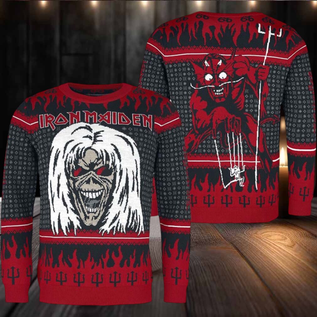Iron Maiden The Number of the Beast Eddie And The Little Devil Xmas Gift 2025 Ugly Christmas Sweater Iron Maiden The Number of the Beast Eddie And The Little Devil Xmas Gift 2025 Ugly Christmas Sweater
