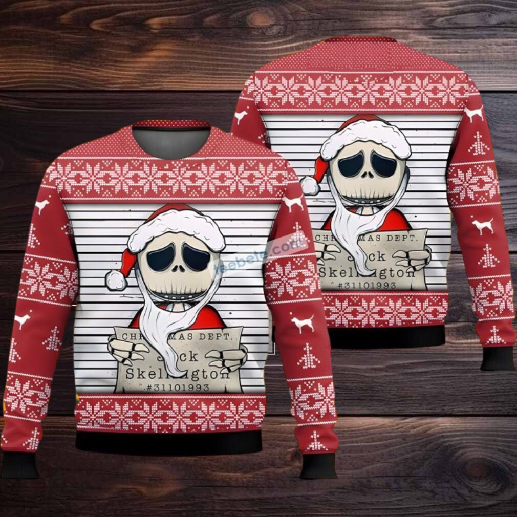 Jack Skellington Christmas Dept Santa Ugly Christmas Sweater Red Jack Skellington Christmas Dept Santa Ugly Christmas Sweater Red