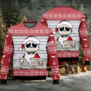 Jack Skellington Christmas Dept Santa Ugly Christmas Sweater Red